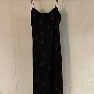 Long black w/glitter flower design Spaghetti straps